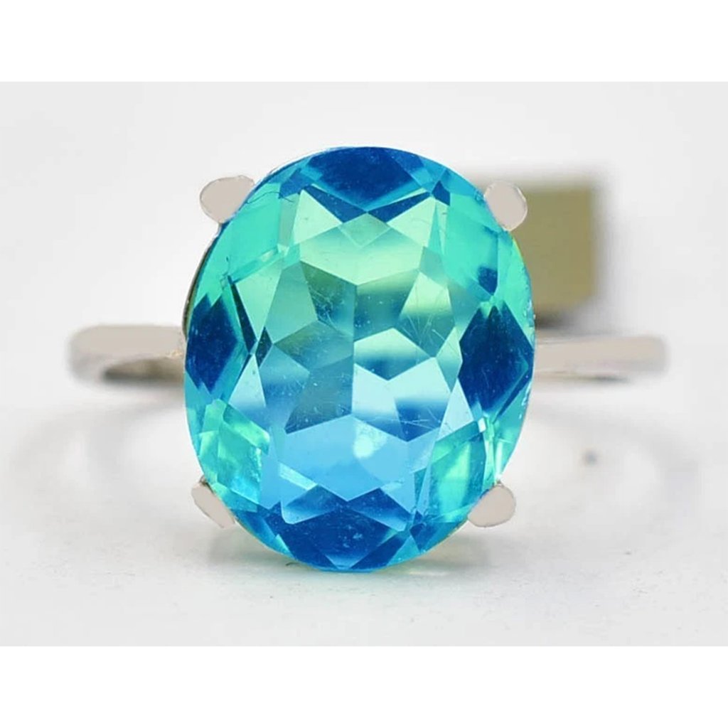 Created 5.75 Cts Tourmaline Solitaire Ring Solid .925 Sterling Silver